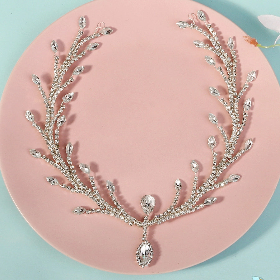 Women's Bridal Shiny Solid Color Rhinestone Copper Inlay Rhinestones Hair Band