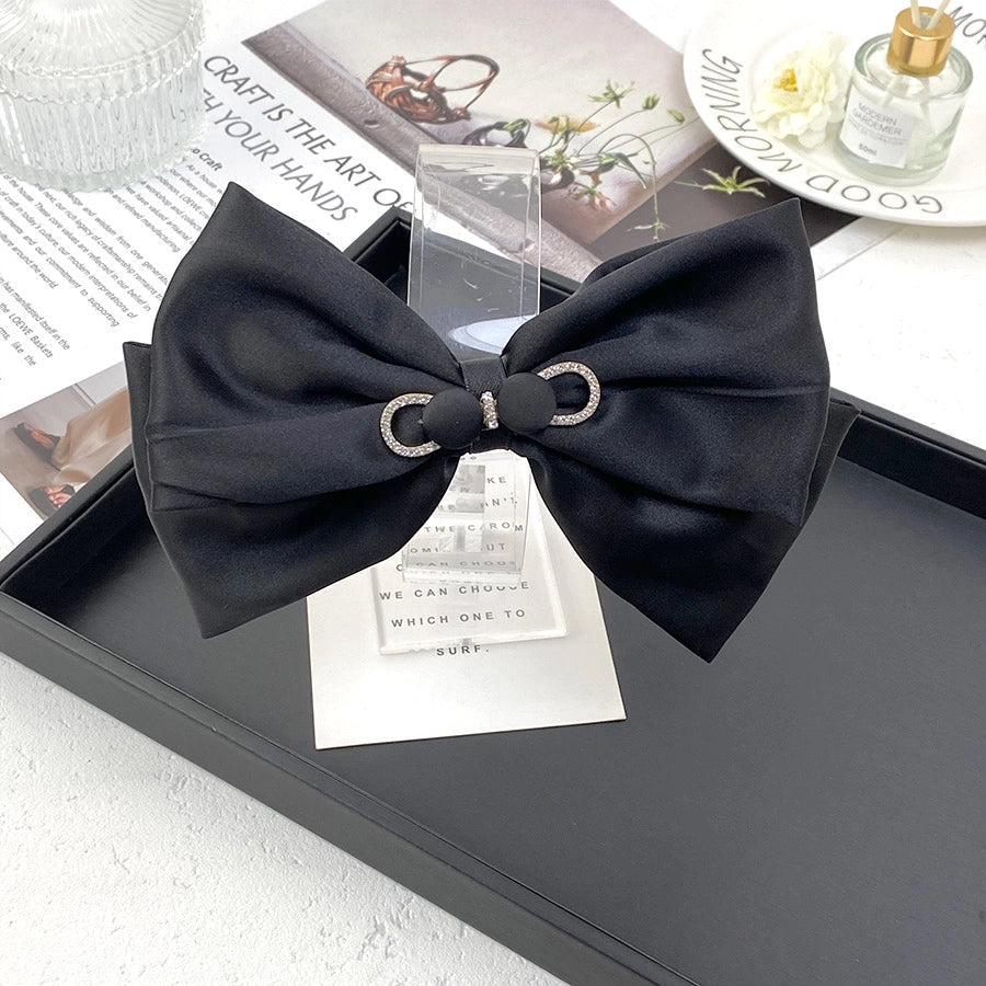 Women's Elegant Sweet Bow Knot Cloth Inlay Rhinestones Hair Clip