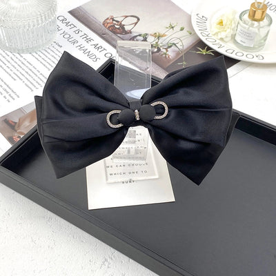 Women's Elegant Sweet Bow Knot Cloth Inlay Rhinestones Hair Clip