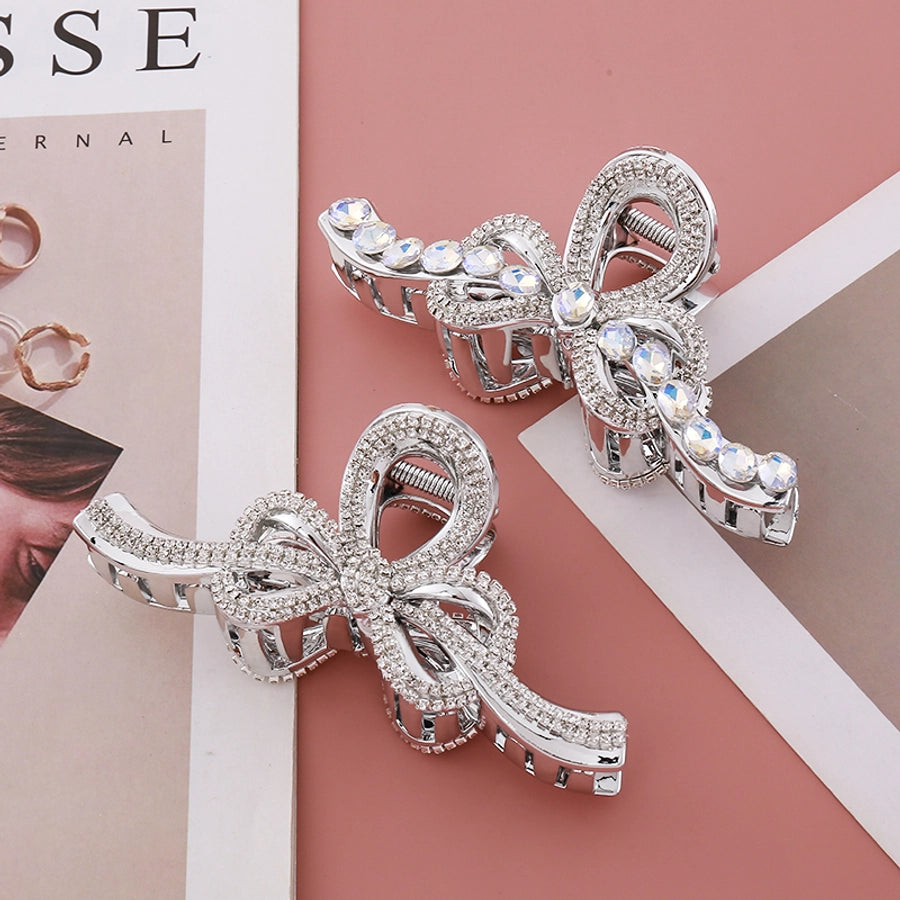 Women's Classic Style Shiny Bow Knot Acetic acid sheets Inlay Rhinestones Glass Hair Claws