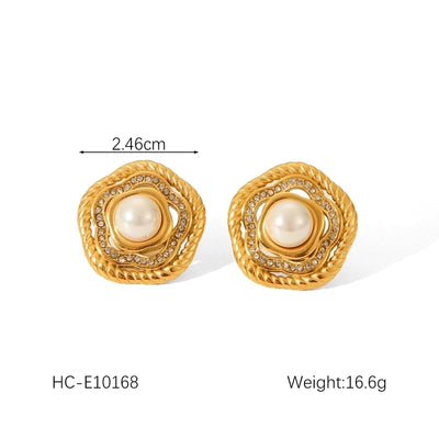 1 Pair IG Style Classic Style Thread 304 Stainless Steel Titanium Steel 18K Gold Plated Ear Studs