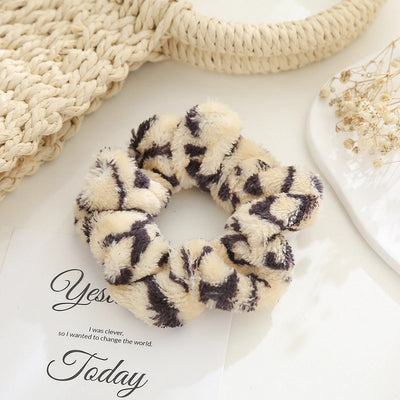 cute sweet color block cloth rib-knit hair tie