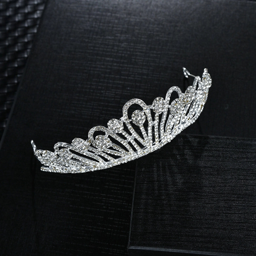 fashion crown alloy inlay zircon crown 1 piece