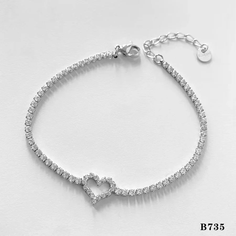 Casual Elegant Heart Shape 304 Stainless Steel 16K Gold Plated White Gold Plated Bracelets Bangle In Bulk