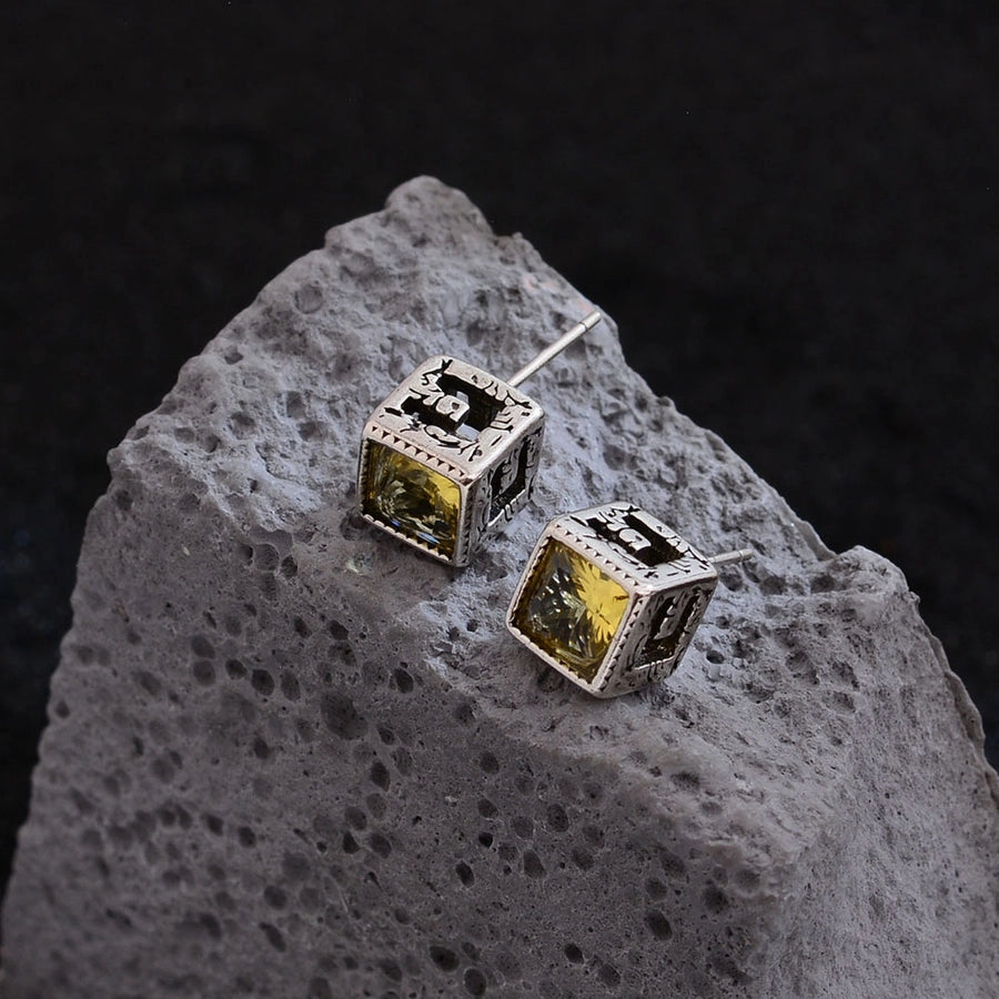 1 Pair Hip-Hop Vintage Style Square Inlay Copper Zircon Ear Studs