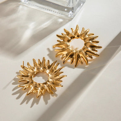 1 Pair Classic Style Sunflower 304 Stainless Steel Ear Studs