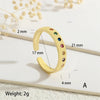 Copper Inlay Geometric Color Block Zircon Open Rings