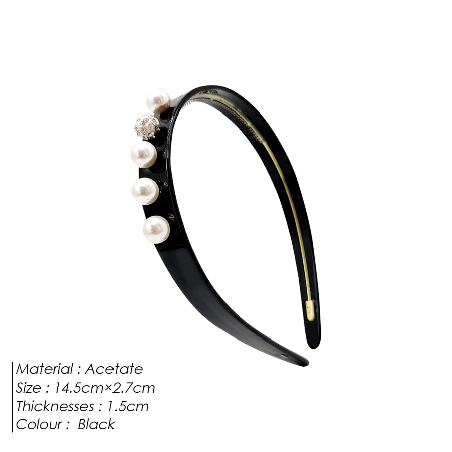 Women's Fairy Style Elegant Preppy Style Round Acetic acid sheets Inlay Rhinestones Pearl Hair Band