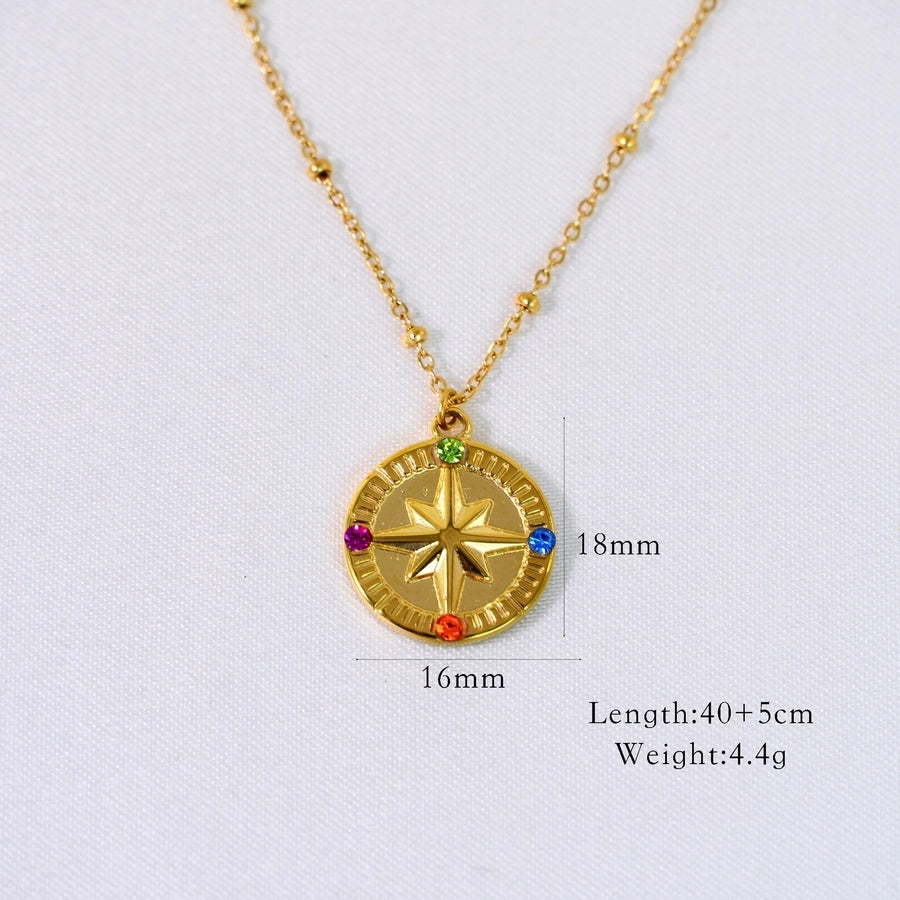Jewelry Casual Simple Style Streetwear Geometric Titanium Steel Zircon Inlay Pendant Necklace