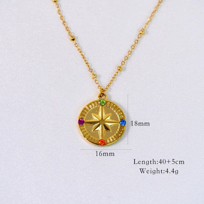 Jewelry Casual Simple Style Streetwear Geometric Titanium Steel Zircon Inlay Pendant Necklace