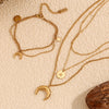 Jewelry Casual Simple Style Star Moon 304 Stainless Steel Titanium Steel 18K Gold Plated Bracelets Necklace