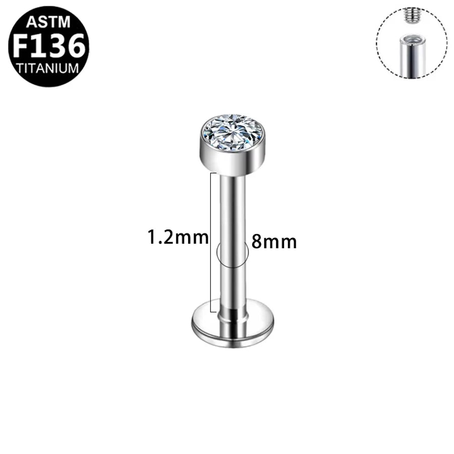 1 Piece Lip Rings Simple Style Shiny Panda Glasses Spider Pure Titanium Titanium Alloy Zircon 14K Gold Plated White Gold Plated Lip Rings Ear Cartilage Rings & Studs