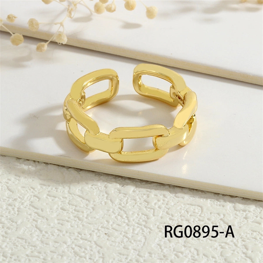 Copper Geometric Solid Color Open Rings