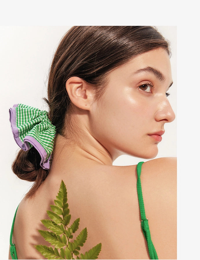 ZEGL Plaid large intestine hair ring headband women's summer simple temperament cute Japanese  new hair accessories headdress