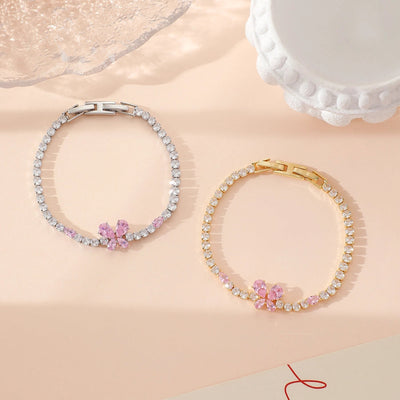 Copper Plating Inlay Heart Shape Bow Knot Zircon Bracelets