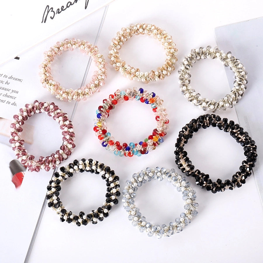 elegant geometric imitation pearl rhinestone hair tie