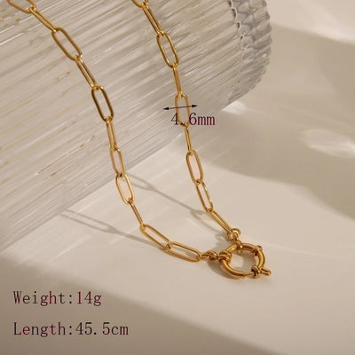 Jewelry Casual Basic Commute Solid Color 304 Stainless Steel 18K Gold Plated Pendant Necklace
