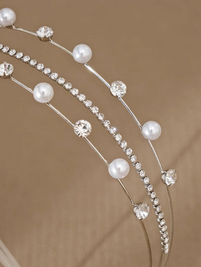 simple style geometric rhinestone plating hair band