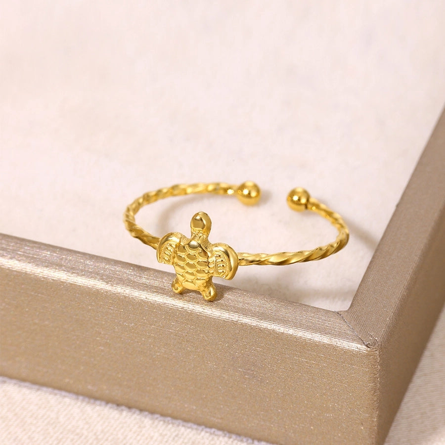 Jewelry Elegant Cute Streetwear Tortoise 304 Stainless Steel 18K Gold Plated Open Rings