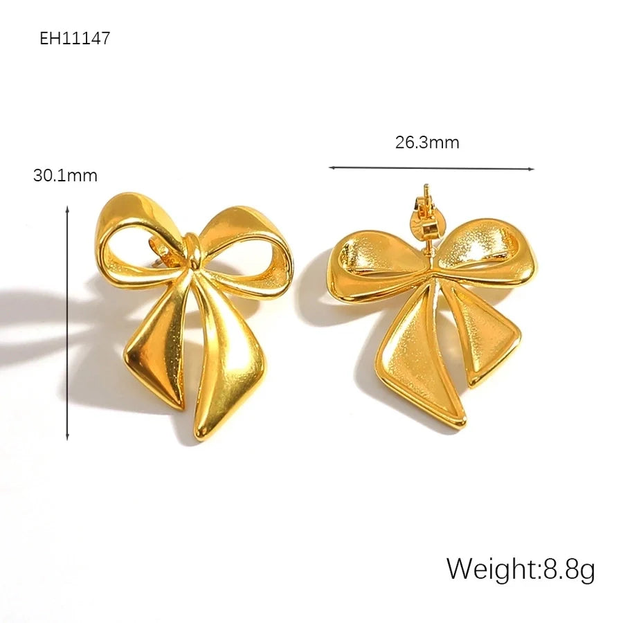 1 Pair Vintage Style Classic Style Bow Knot Plating 304 Stainless Steel Ear Studs