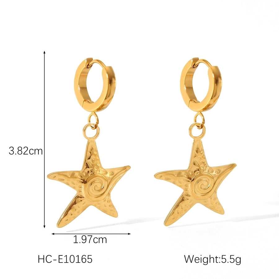 1 Pair IG Style French Style Starfish Crab Shell 304 Stainless Steel Titanium Steel 18K Gold Plated Drop Earrings Ear Studs