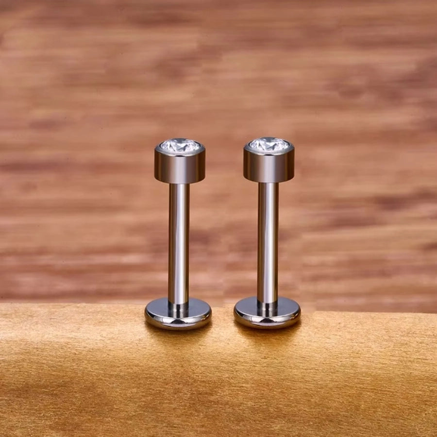 1 Piece Lip Rings Simple Style Shiny Panda Glasses Spider Pure Titanium Titanium Alloy Zircon 14K Gold Plated White Gold Plated Lip Rings Ear Cartilage Rings & Studs