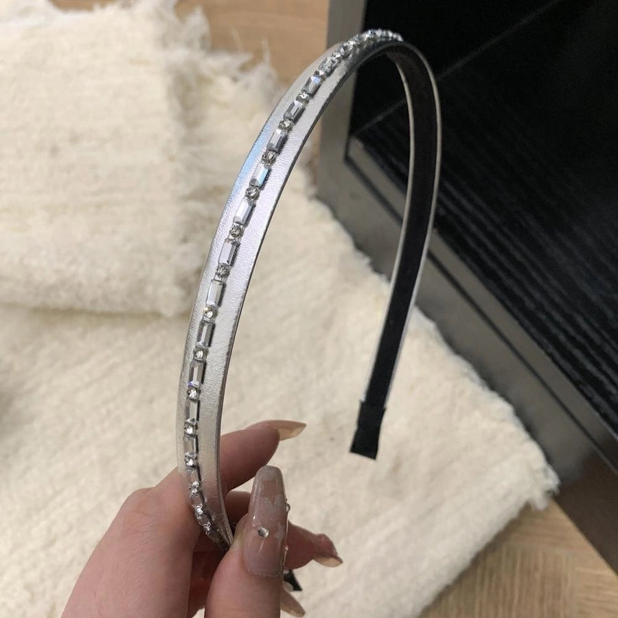 Women's Simple Style Classic Style Solid Color Pu Leather Hair Band