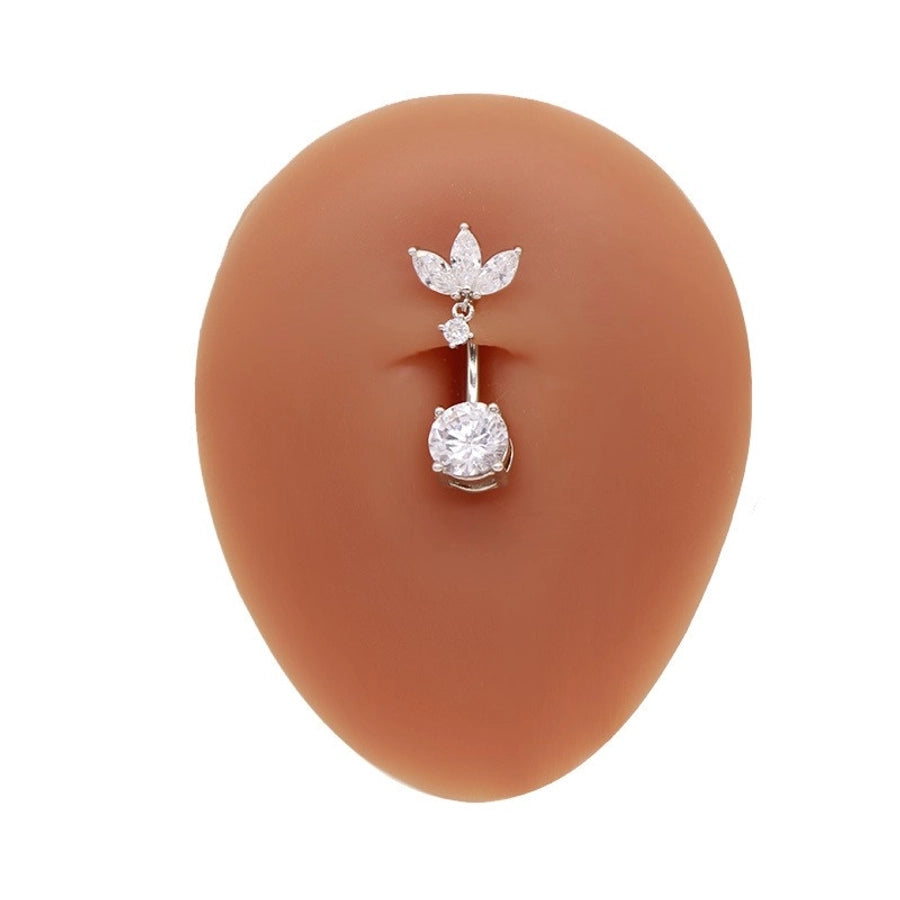 1 Piece Belly Rings Hip-Hop Sexy Heart Shape 316 Stainless Steel  Copper Plating Zircon White Gold Plated Gold Plated