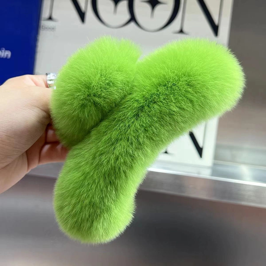 cute solid color rex rabbit fur hair claws