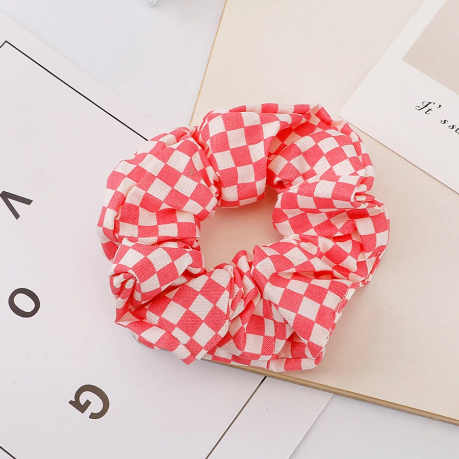 women's sweet simple style plaid cloth hair tie