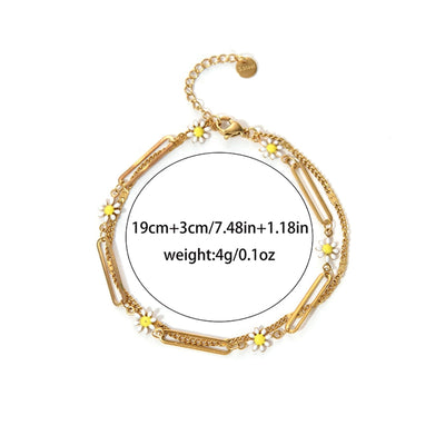 Elegant Sweet Simple Style Flower 304 Stainless Steel 14K Gold Plated Bracelets In Bulk