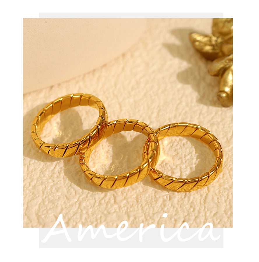 Jewelry Elegant Round 304 Stainless Steel 18K Gold Plated Polishing Plating Rings