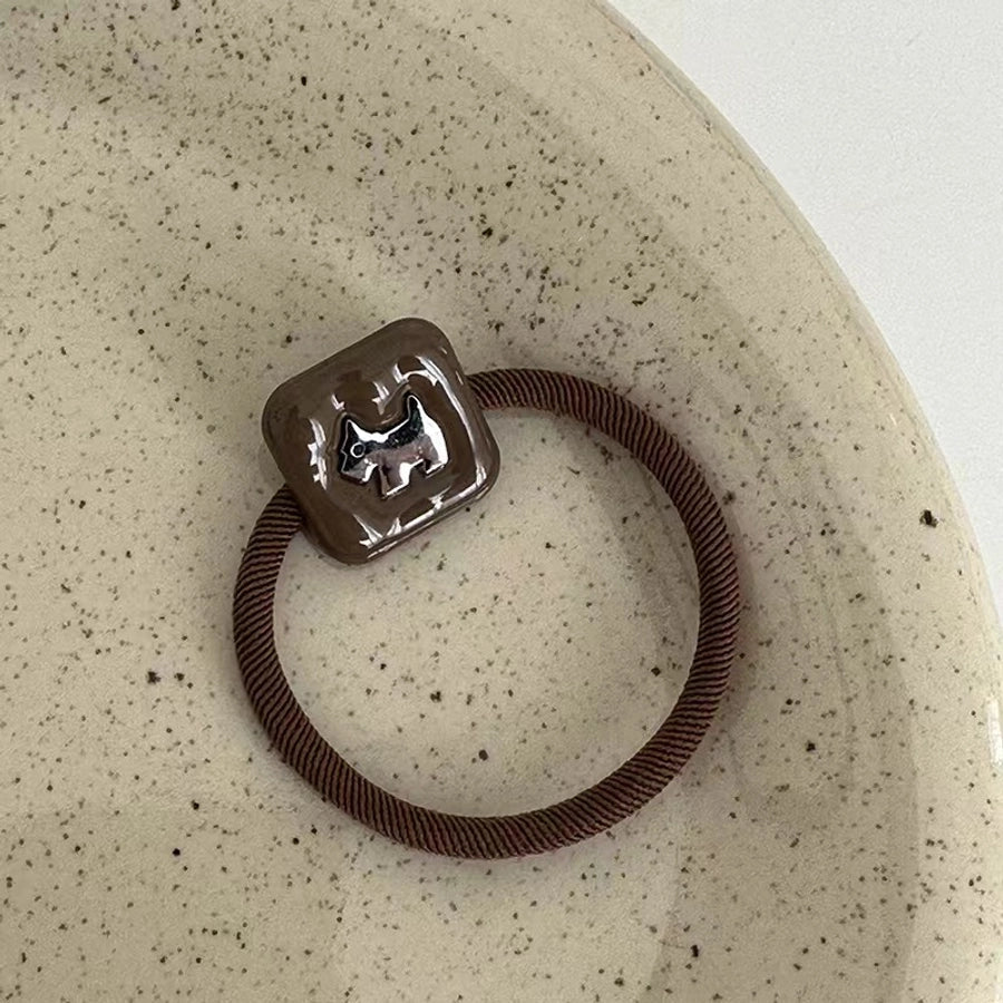 Korean Style New High-Grade Design Bear Puppy Necklace Square Rubber Band Tie Ponytail Hair String Headdress High Elasticity High Quality  Hair Accessories