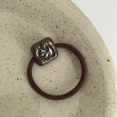 Korean Style New High-Grade Design Bear Puppy Necklace Square Rubber Band Tie Ponytail Hair String Headdress High Elasticity High Quality  Hair Accessories