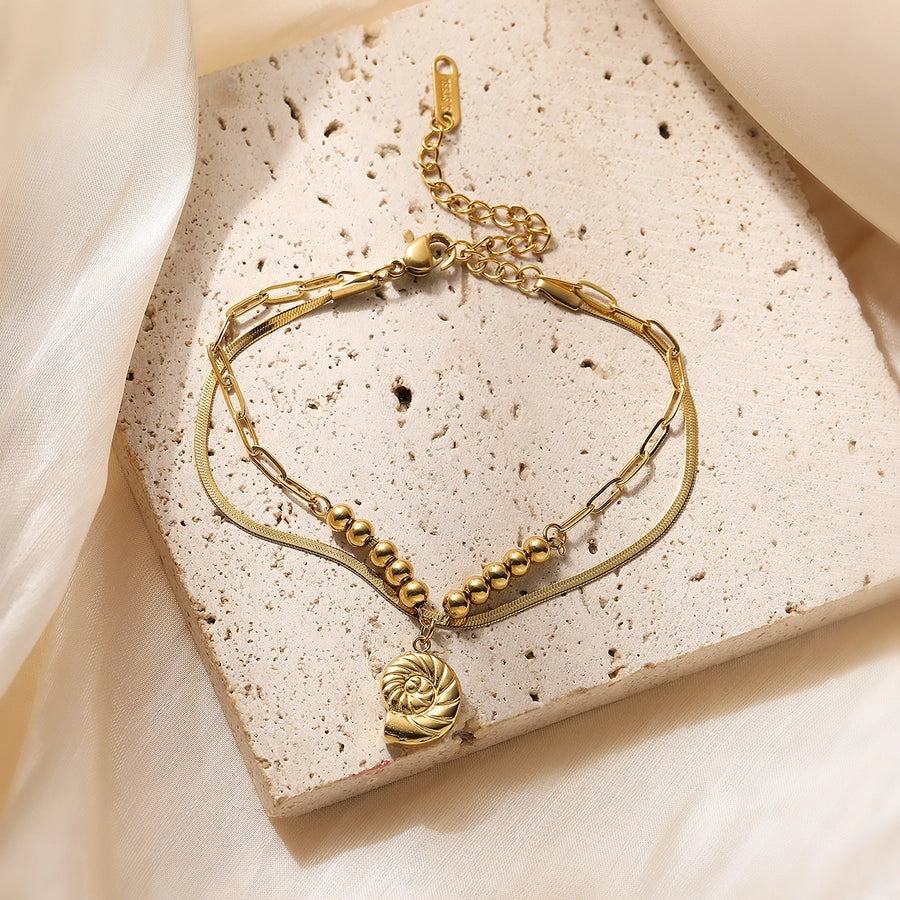 Elegant Simple Style Star Moon Conch 304 Stainless Steel snake chain Bracelets In Bulk