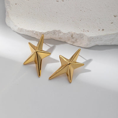 1 Pair IG Style Casual Modern Style Pentagram Plating 304 Stainless Steel 14K Gold Plated Ear Studs