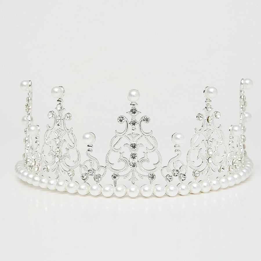 fashion crown imitation pearl alloy rhinestone plating crown 1 piece