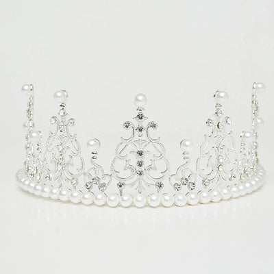 fashion crown imitation pearl alloy rhinestone plating crown 1 piece