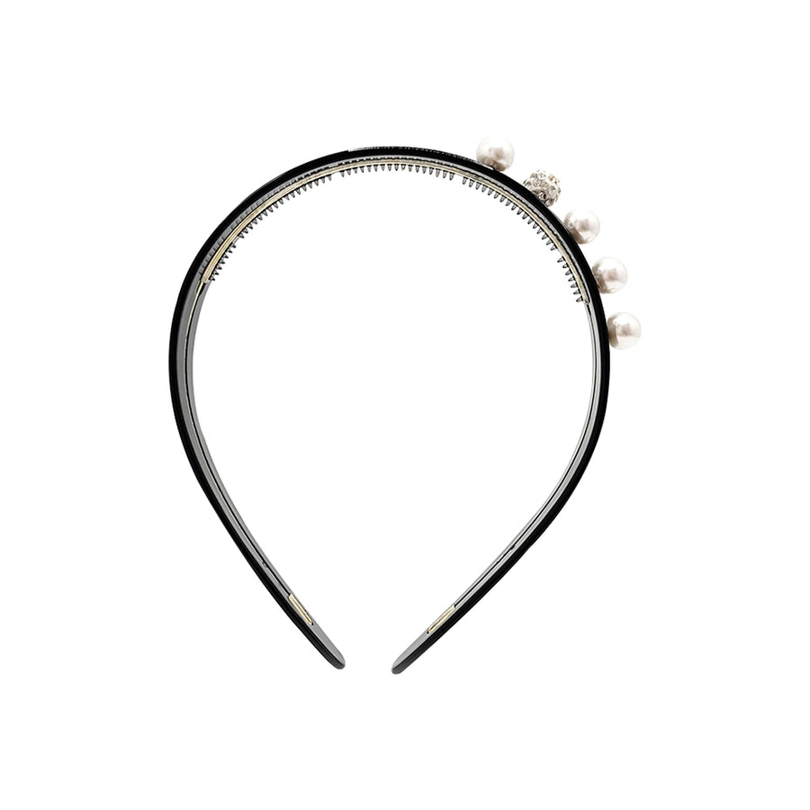 Women's Fairy Style Elegant Preppy Style Round Acetic acid sheets Inlay Rhinestones Pearl Hair Band