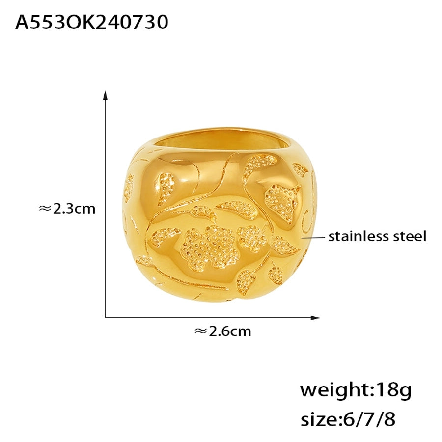 Jewelry Casual Elegant Modern Style Solid Color 304 Stainless Steel 18K Gold Plated Plating Rings