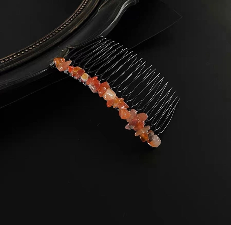 retro ethnic style geometric crystal handmade insert comb