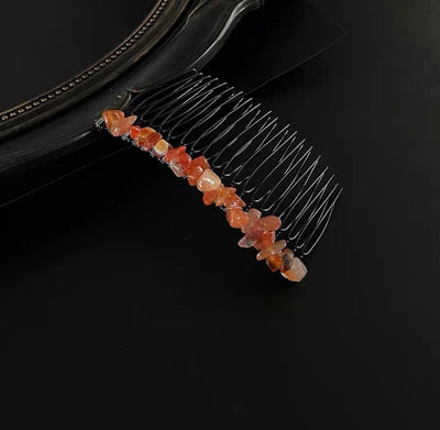 retro ethnic style geometric crystal handmade insert comb