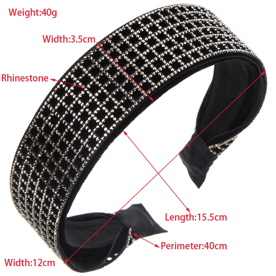 Women's Elegant Luxurious Checkered Cloth Inlay Rhinestones Hair Band
