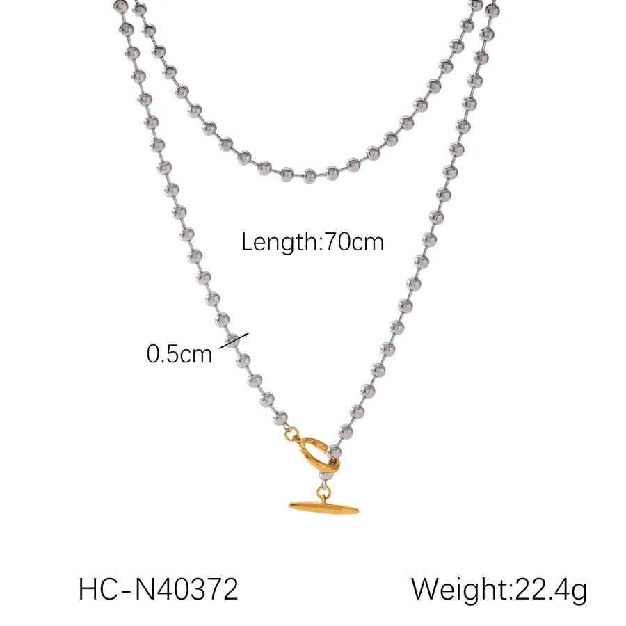 Wholesale Jewelry IG Style Rock Punk Geometric 304 Stainless Steel Titanium Steel 18K Gold Plated Necklace ball chain