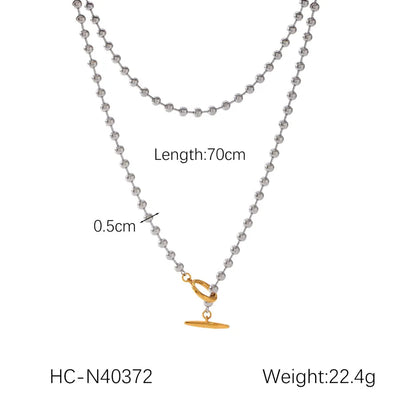 Wholesale Jewelry IG Style Rock Punk Geometric 304 Stainless Steel Titanium Steel 18K Gold Plated Necklace ball chain