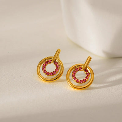 1 Pair Elegant Geometric 304 Stainless Steel Zircon Ear Studs