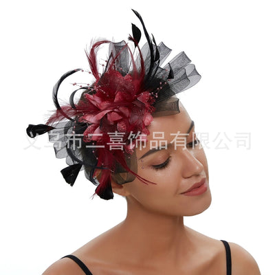 fashion feather bridal mesh top hat accessories hairband