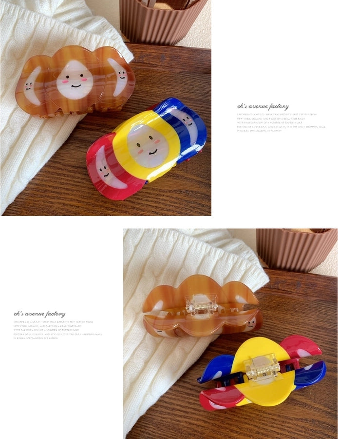 women's cartoon style cute  face acetic acid sheets hair claws