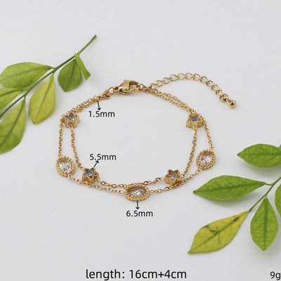 Basic Simple Style Star 304 Stainless Steel Gold Plated Artificial Gemstones Stainless Steel Bracelets In Bulk