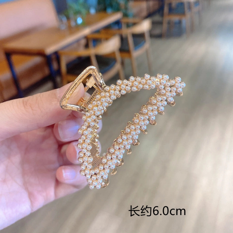 korean style imitation pearl metal rhinestone catch clip
